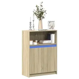 Kumode Ar Led, Ozolkoka Krāsa, 72X34X100 Cm, Inženierijas Koks Vidaxl