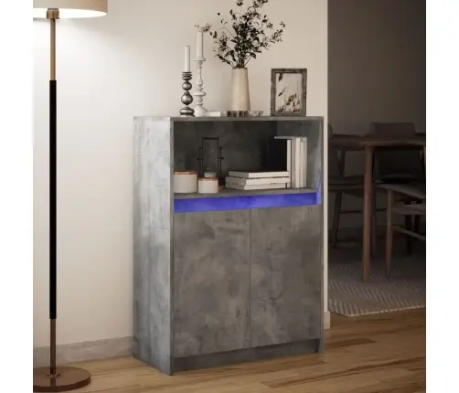 Šoninė Spintelė Su Led, Betono, 72X34X100cm Apdirbta Mediena