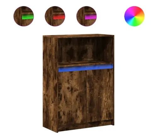 Kumode Ar Led, Ozolkoka Krāsa, 72X34X100 Cm, Inženierijas Koks Vidaxl