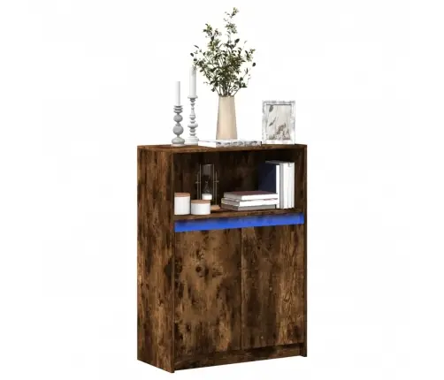 Kumode Ar Led, Ozolkoka Krāsa, 72X34X100 Cm, Inženierijas Koks Vidaxl