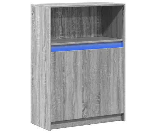 Kumode Ar Led, Pelēka Ozola, 72X34X100 Cm, Inženierijas Koks Vidaxl