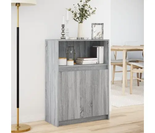 Kumode Ar Led, Pelēka Ozola, 72X34X100 Cm, Inženierijas Koks Vidaxl