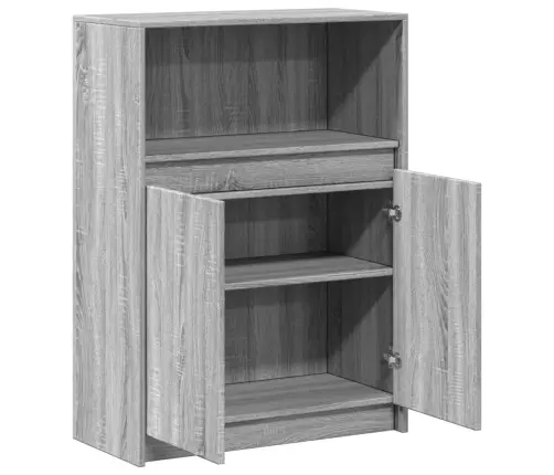 Kumode Ar Led, Pelēka Ozola, 72X34X100 Cm, Inženierijas Koks Vidaxl