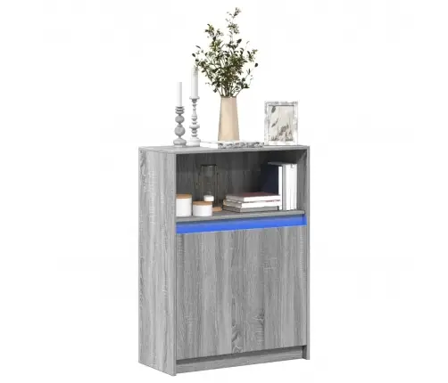 Kumode Ar Led, Pelēka Ozola, 72X34X100 Cm, Inženierijas Koks Vidaxl