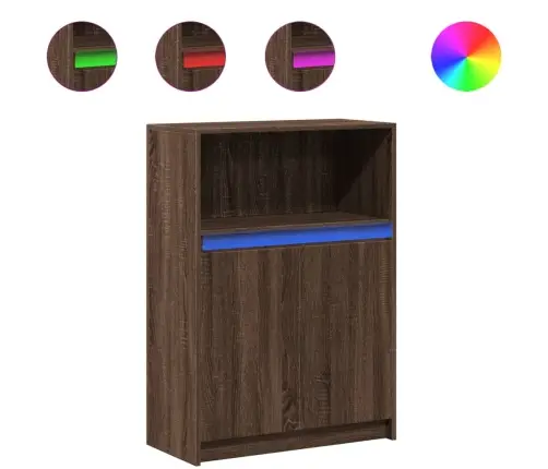 Kumode Ar Led, Brūna Ozola, 72X34X100 Cm, Inženierijas Koks Vidaxl