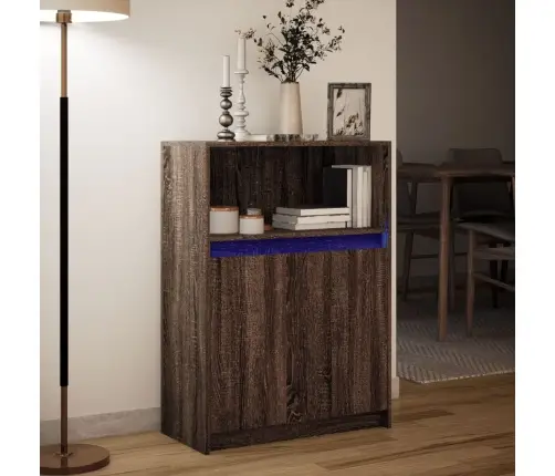 Kumode Ar Led, Brūna Ozola, 72X34X100 Cm, Inženierijas Koks Vidaxl