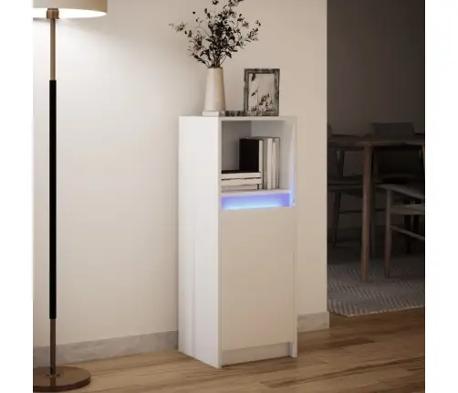 Šoninė Spintelė Su Led, Balta, 38X34X100cm Apdirbta Mediena