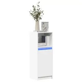 Šoninė Spintelė Su Led, Balta, 38X34X100cm Apdirbta Mediena