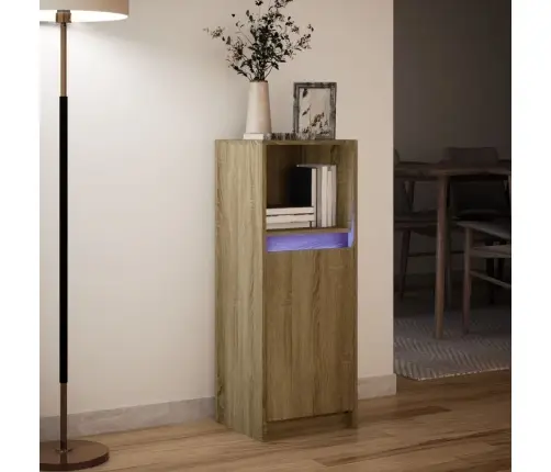 Kumode Ar Led, Ozolkoka Krāsa, 38X34X100 Cm, Inženierijas Koks Vidaxl