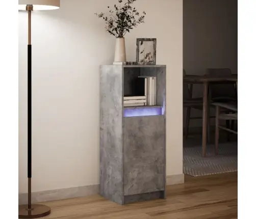 Šoninė Spintelė Su Led, Betono, 38X34X100cm Apdirbta Mediena