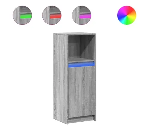 Kumode Ar Led, Pelēka Ozola, 38X34X100 Cm, Inženierijas Koks Vidaxl