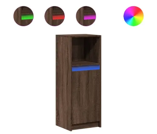 Kumode Ar Led, Brūna Ozola, 38X34X100 Cm, Inženierijas Koks Vidaxl