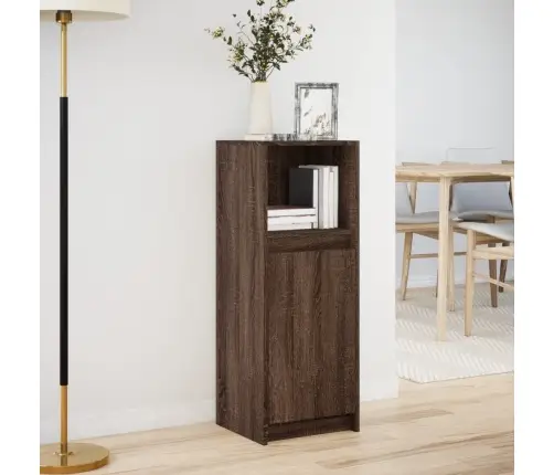 Kumode Ar Led, Brūna Ozola, 38X34X100 Cm, Inženierijas Koks Vidaxl