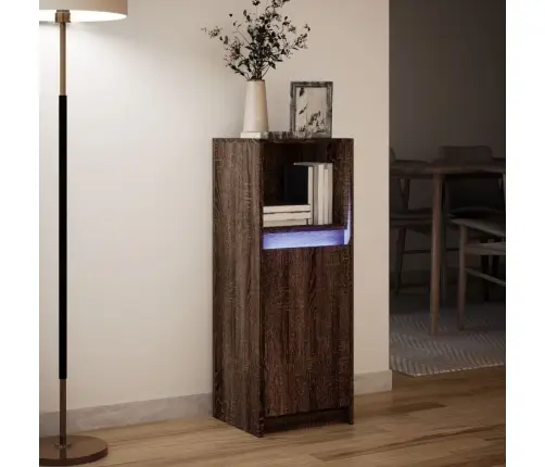 Kumode Ar Led, Brūna Ozola, 38X34X100 Cm, Inženierijas Koks Vidaxl