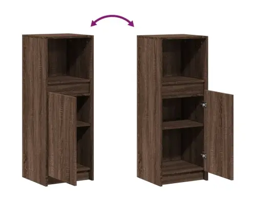 Kumode Ar Led, Brūna Ozola, 38X34X100 Cm, Inženierijas Koks Vidaxl