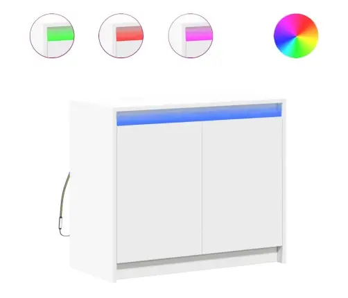 Kumode Ar Led, Balta, 72X34X61 Cm, Inženierijas Koks Vidaxl