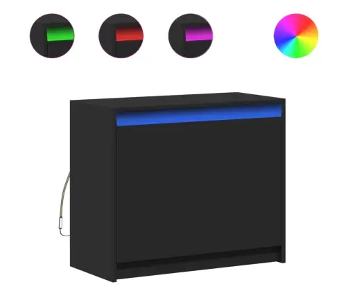 Kumode Ar Led, Melna, 72X34X61 Cm, Inženierijas Koks Vidaxl