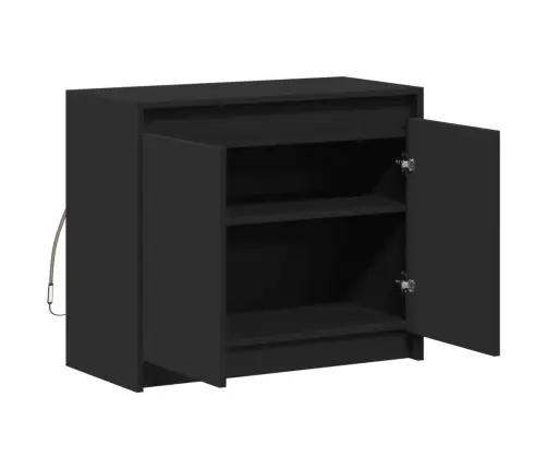 Kumode Ar Led, Melna, 72X34X61 Cm, Inženierijas Koks Vidaxl