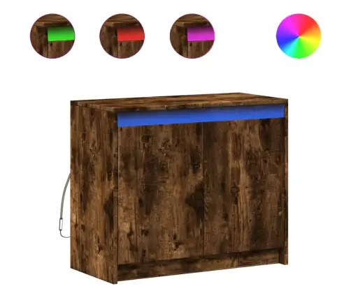 Kumode Ar Led, Ozolkoka Krāsa, 72X34X61 Cm, Inženierijas Koks Vidaxl