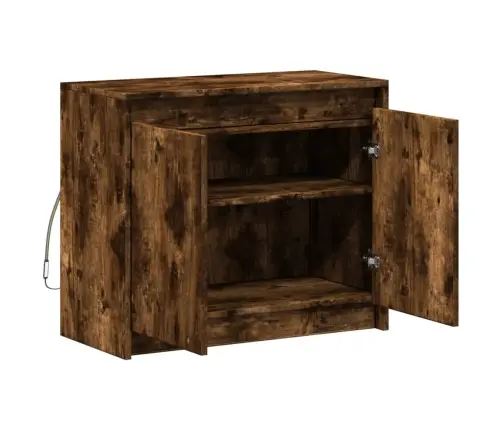 Kumode Ar Led, Ozolkoka Krāsa, 72X34X61 Cm, Inženierijas Koks Vidaxl