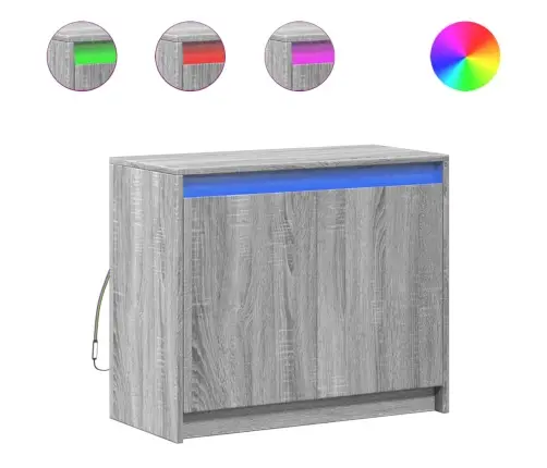 Šoninė Spintelė Su Led, Pilka Ąžuolo, 72X34X61cm Mediena