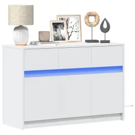 Telerikapp Led-Tuledega, Valge, 91X34X61 cm Tehispuit