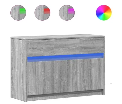 Tv Skapītis Ar Led, Pelēks, 91X34X61 Cm, Inženierijas Koks Vidaxl