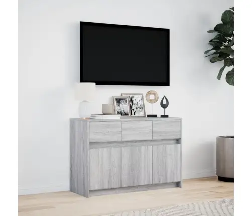 Tv Skapītis Ar Led, Pelēks, 91X34X61 Cm, Inženierijas Koks Vidaxl