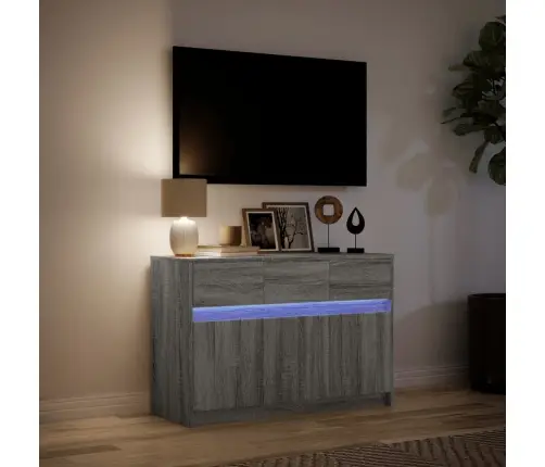 Tv Skapītis Ar Led, Pelēks, 91X34X61 Cm, Inženierijas Koks Vidaxl