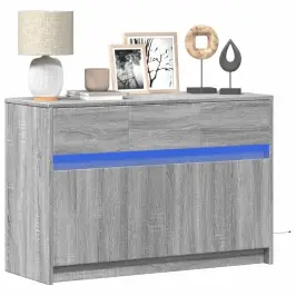 Tv Skapītis Ar Led, Pelēks, 91X34X61 Cm, Inženierijas Koks Vidaxl