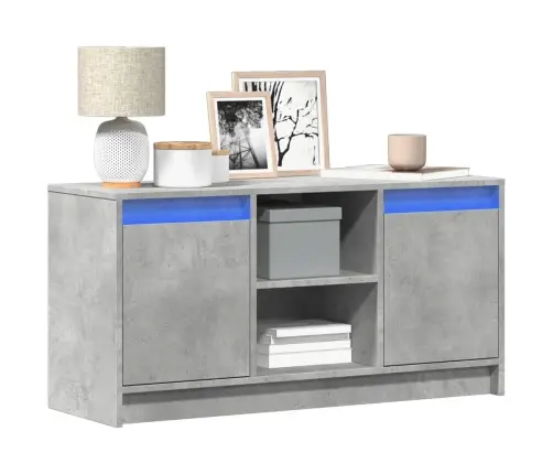 Televizoriaus Spintelė Su Led, Betono, 100X34X50cm Mediena