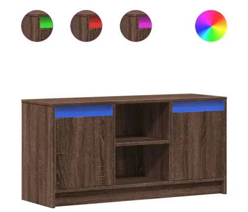 Televizoriaus Spintelė Su Led, Ruda, 100X34X50cm Mediena
