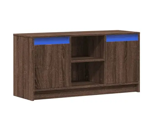 Televizoriaus Spintelė Su Led, Ruda, 100X34X50cm Mediena