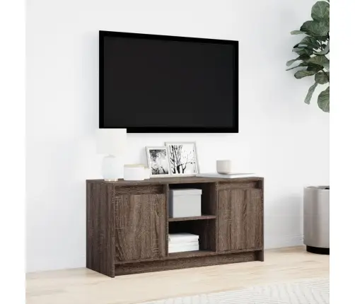 Televizoriaus Spintelė Su Led, Ruda, 100X34X50cm Mediena