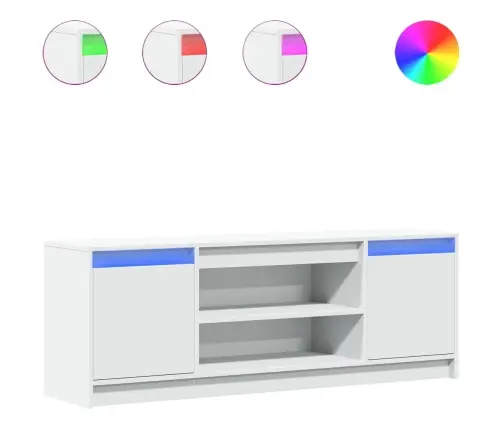 Tv Skapītis Ar Led, Balts, 139,5X34X50 Cm, Inženierijas Koks Vidaxl