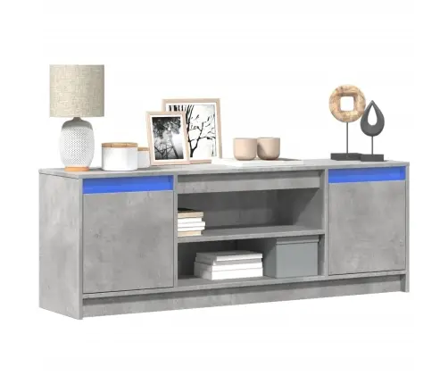 Televizoriaus Spintelė Su Led, Betono, 139,5X34X50cm Mediena