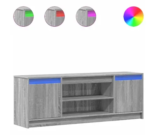 Tv Skapītis Ar Led, Pelēks, 139,5X34X50 Cm, Inženierijas Koks Vidaxl