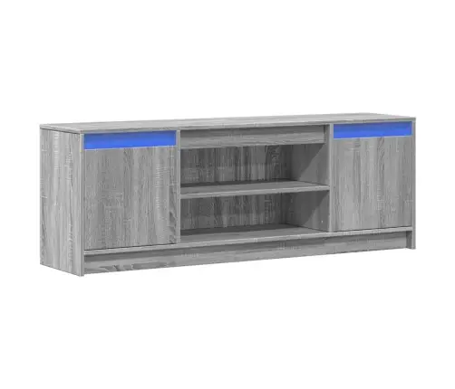 Tv Skapītis Ar Led, Pelēks, 139,5X34X50 Cm, Inženierijas Koks Vidaxl
