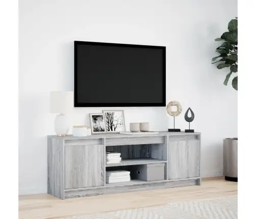 Tv Skapītis Ar Led, Pelēks, 139,5X34X50 Cm, Inženierijas Koks Vidaxl