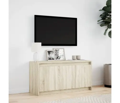 Tv Skapītis Ar Led, Koka Krāsa, 100X34X50 Cm, Inženierijas Koks Vidaxl