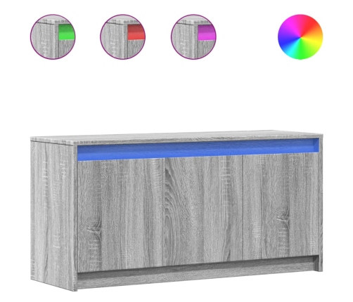 Tv Skapītis Ar Led, Pelēks, 100X34X50 Cm, Inženierijas Koks Vidaxl