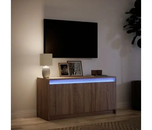 Televizoriaus Spintelė Su Led, Ruda, 100X34X50cm Mediena