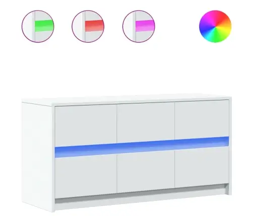 Tv Skapītis Ar Led, Balts, 100X34X50 Cm, Inženierijas Koks Vidaxl