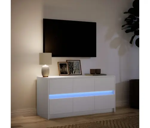 Tv Skapītis Ar Led, Balts, 100X34X50 Cm, Inženierijas Koks Vidaxl