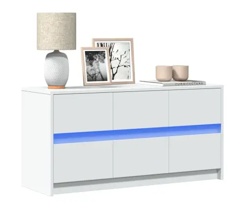 Tv Skapītis Ar Led, Balts, 100X34X50 Cm, Inženierijas Koks Vidaxl