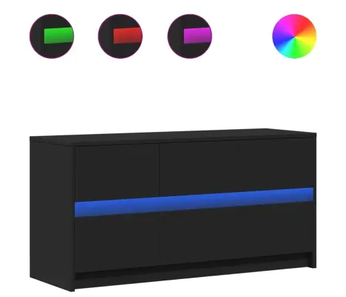 Tv Skapītis Ar Led, Melns, 100X34X50 Cm, Inženierijas Koks Vidaxl