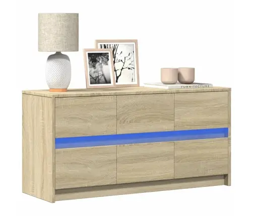 Tv Skapītis Ar Led, Koka Krāsa, 100X34X50 Cm, Inženierijas Koks Vidaxl