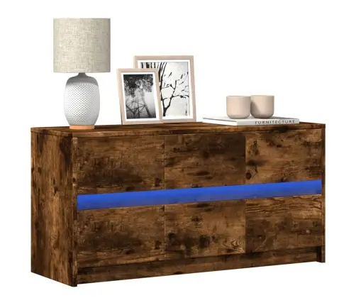 Tv Skapītis Ar Led, Koka Krāsa, 100X34X50 Cm, Inženierijas Koks Vidaxl