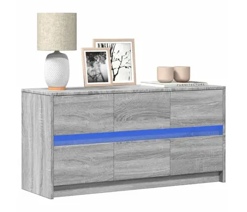 Tv Skapītis Ar Led, Pelēks, 100X34X50 Cm, Inženierijas Koks Vidaxl