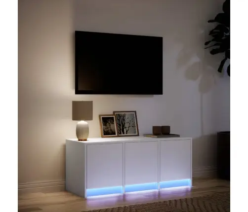 Tv Skapītis Ar Led, Balts, 97X34X40 Cm, Inženierijas Koks Vidaxl